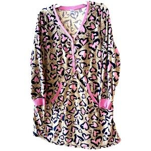 SLEEP CHIC Women's Long Sleeve SOFT Fleece Pajama Nightgown Size LARGE